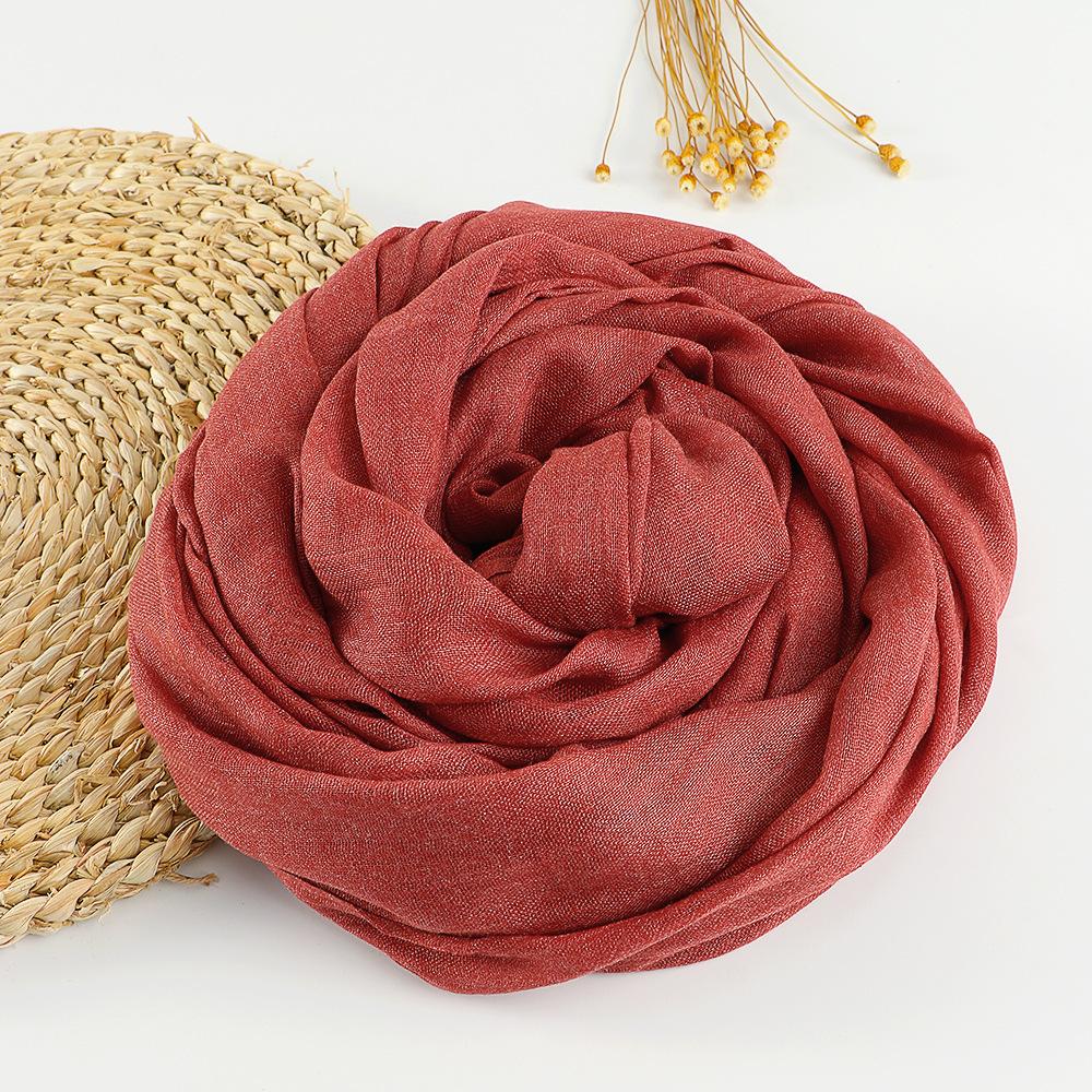 Solid Color Linen Scarf for Women Spring and Summer New Cotton Candy Monochrome Warm Gauze Scarf Travel Sunscreen Shawl