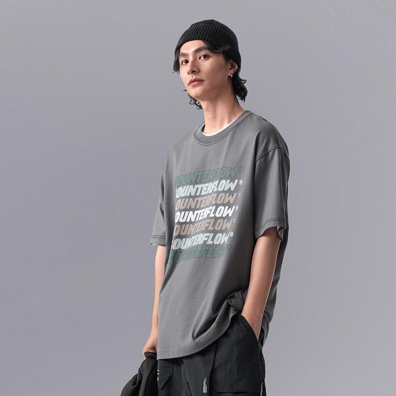 Li Ning CF Playful Attitude Letter Print Sports Knit Cube Neck Short Sleeve T Shirt Men Tops Standard-White ATSU613-2
