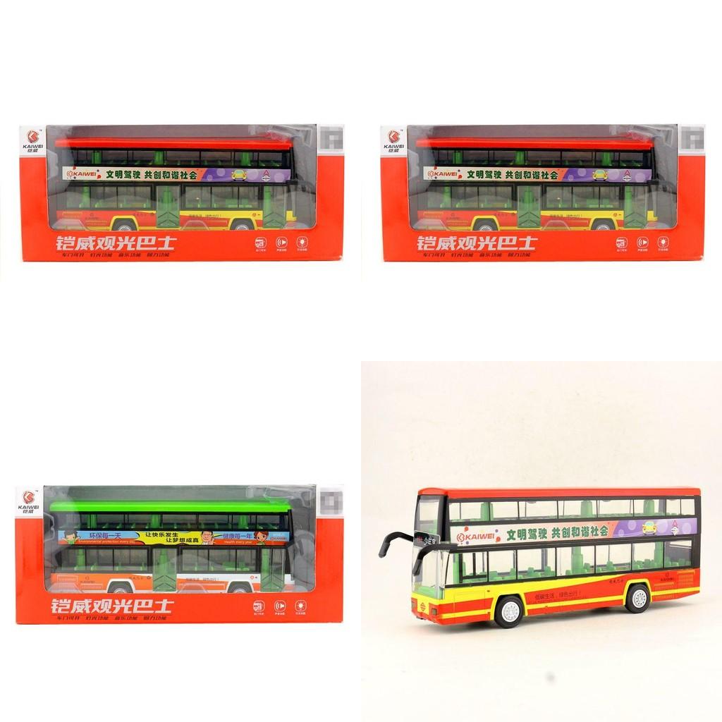 Alloy Double Layer Sightseeing Bus Toy Model With Sound Light For Kids And Collectors