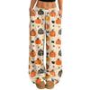 Женские повседневные широкие брюки свободного кроя с принтом на Хэллоуин, на эластичном поясе со шнурком, для праздничной вечеринки
