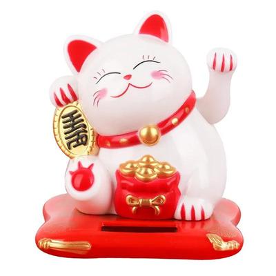 Солнечная энергия Maneki Neko Lucky Cat Приветствующий китайский Lucky Cat Машет рукой, Призывая Статуэтки Удачи для Домашнего Декора