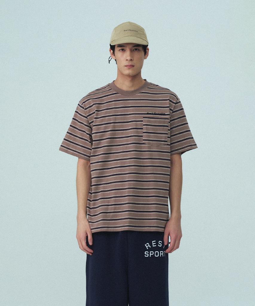 REST&RECREATION Stripe Pocket T-Shirt - Khaki