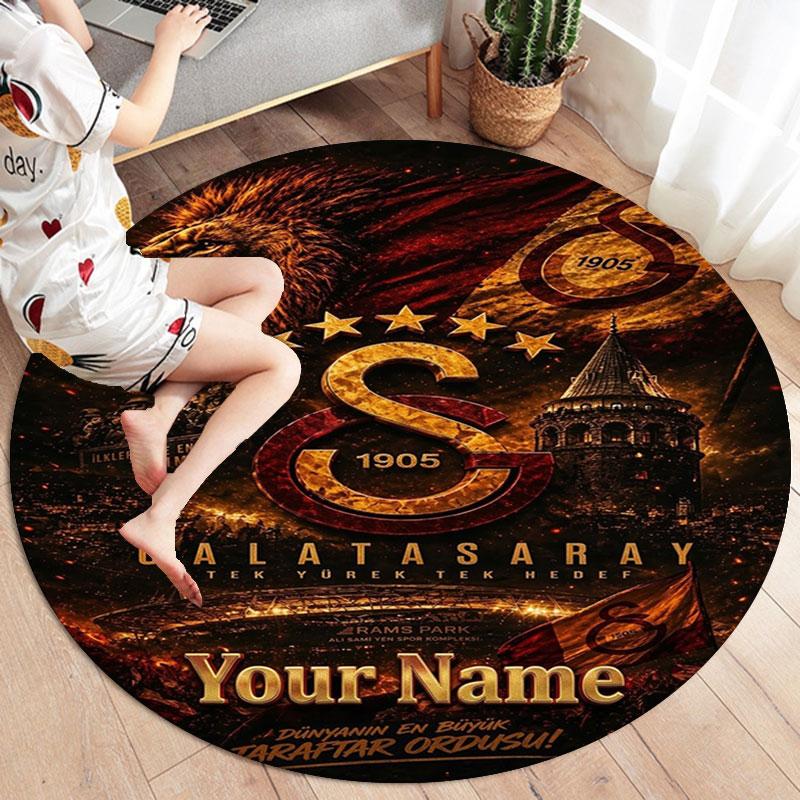 Galatasaray S Custom Name Round Area Rug,Carpet Rug for Living Room Bedroom Sofa Playroom Decor,Non-slip Floor Mat