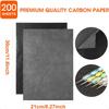 200 Sheets Carbon Paper Black Graphite Paper Transfer Tracing Paper and 5 Pieces Ball Eming Styluses for DIY Woodworking Paper