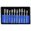 10Pcs 1/8" Shank Tungsten Carbide Milling Cutter Rotary Brocas Com Escareador Hss Steel Cone Drill Set Diamond Drill 10mm