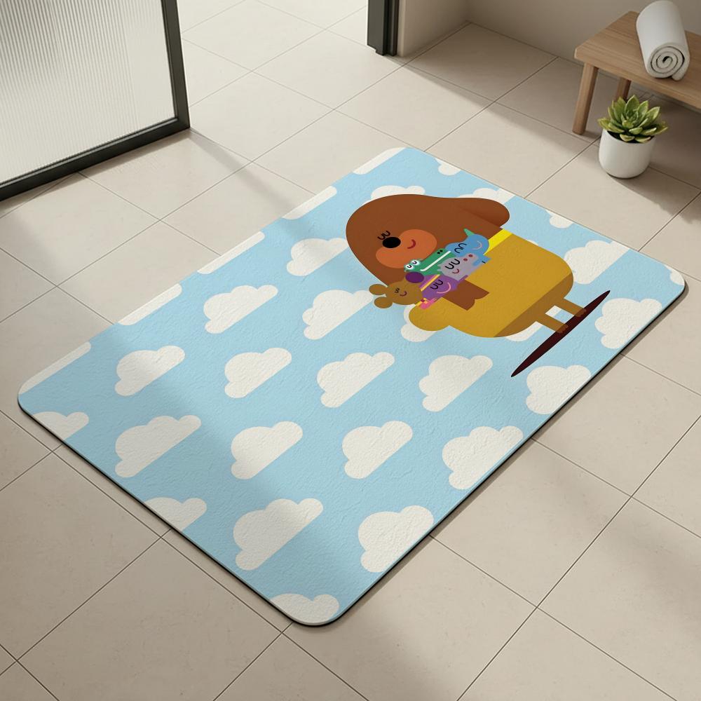 Cartoon H-Hey D-Duggee Floor Mat Diatomite Bath Mat, Quick Dry, Absorbent, Multi-Scene Mat