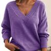 Autumn and Winter Women Loose V-neck Casual Knitted Pullover Sweater