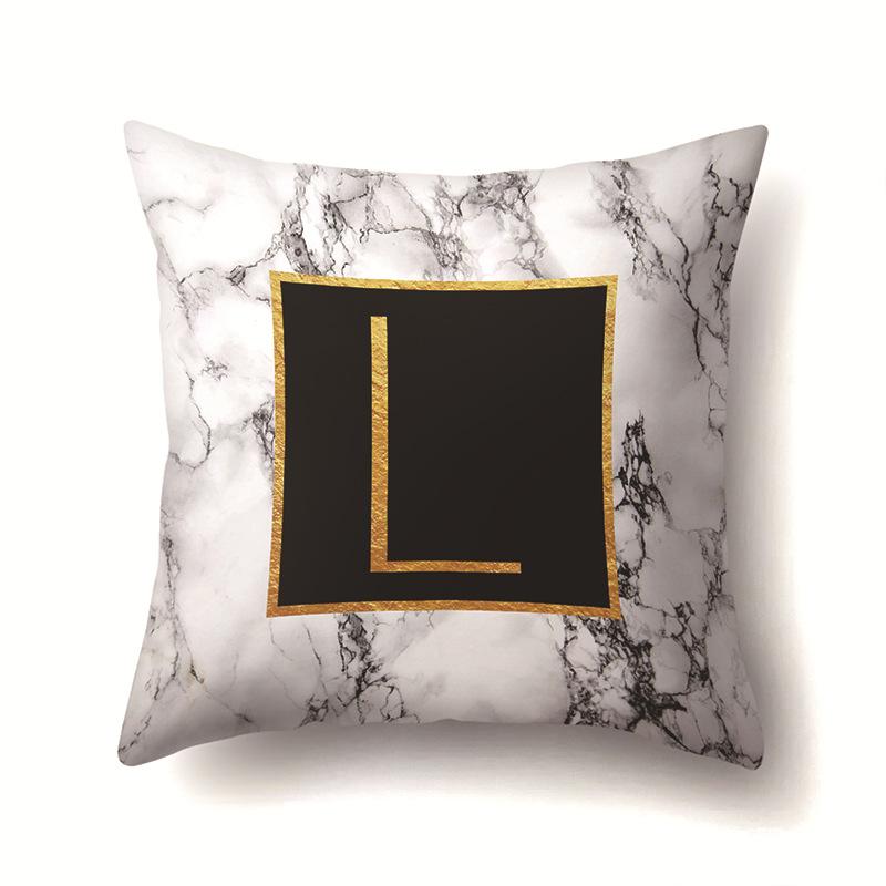 Полиэстеровая наволочка Домашняя Принт Мрамор Черный Золотой Наволочка 26 Английских Букв Наволочка