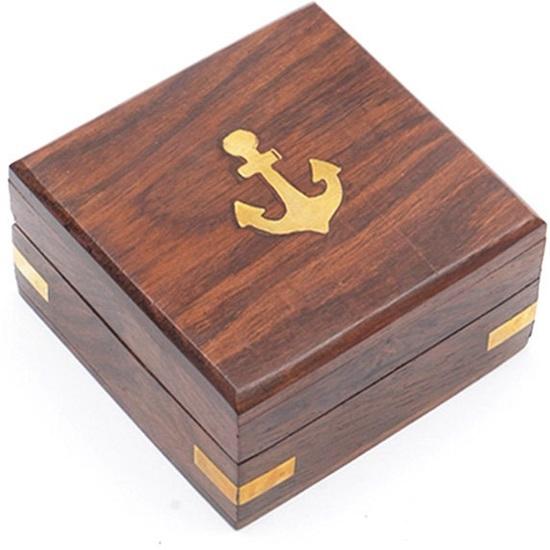 Sundial Compass, Steampunk Brass Sundial Compass, Sundial Watch with Wooden Box Brass Nautical Home Décor Gift Maritime Instrument Hiking