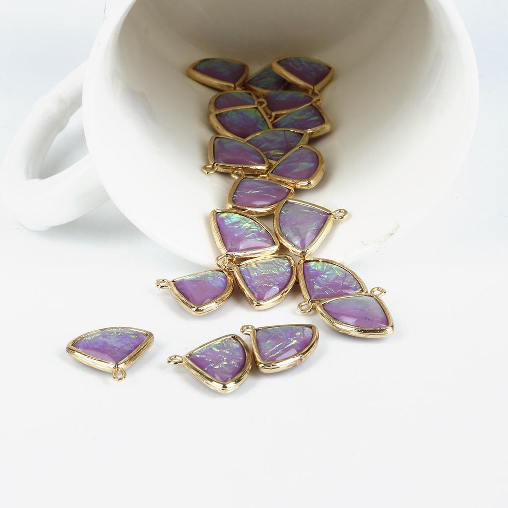 2 шт. веерообразные подвески из смолы, кулон, модные ювелирные аксессуары для рукоделия, золотистый цвет, Золотая основа