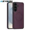 KEYSION Ретро чехол из ПУ кожи с MagSafe для Samsung Galaxy S22 S23 S24 Ultra 5G S23+ S24 FE Магнитный противоударный чехол для телефона