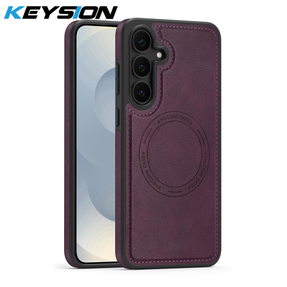 KEYSION Ретро чехол из ПУ кожи с MagSafe для Samsung Galaxy S22 S23 S24 Ultra 5G S23+ S24 FE Магнитный противоударный чехол для телефона