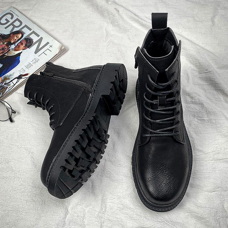 Новые высокие мужские ботинки ручной работы с толстой подошвой, уличные ботинки для мужчин из натуральной кожи высокого качества, дизайнерская мужская повседневная обувь