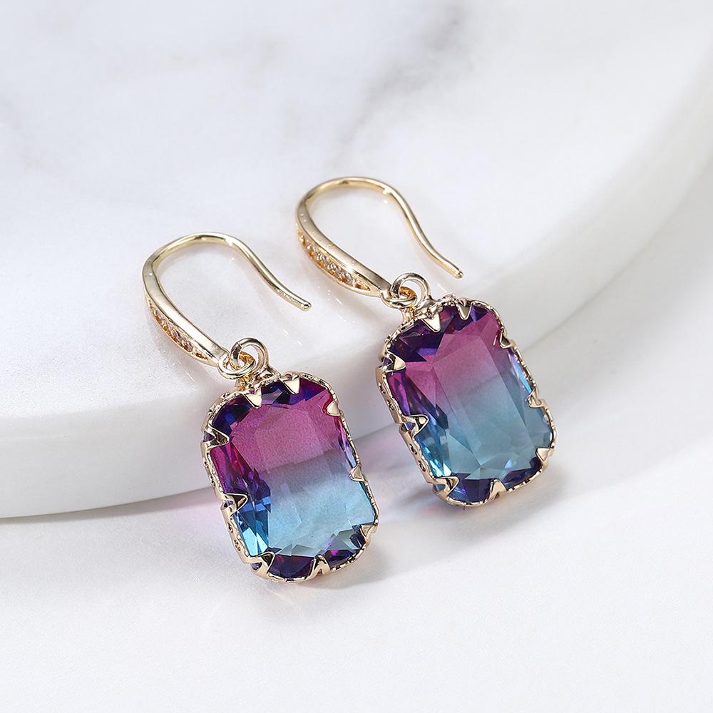 Европейские и американские модные серьги с цирконием и фиолетовым турмалином