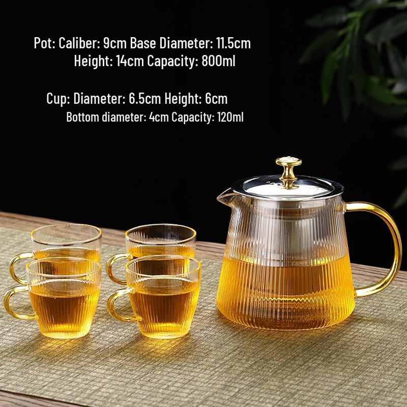 2026 Thickened Glass Teapot with Integrated Infuser – High-Temperature Resistant for Home Brewing