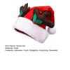 Christmas Hat with Deer Antler Red Short Plush Santa Hat with Pompom Holiday Costume Accessory for Christmas Party Supplies Photo Props