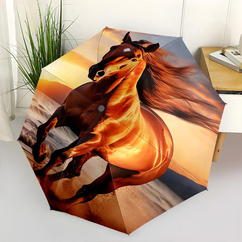 Horse, Sunset- Automatic Umbrella,Suitable for Men and Women,Suitable for Birthdays, Christmas, Gifts for Fashion Lovers0921b