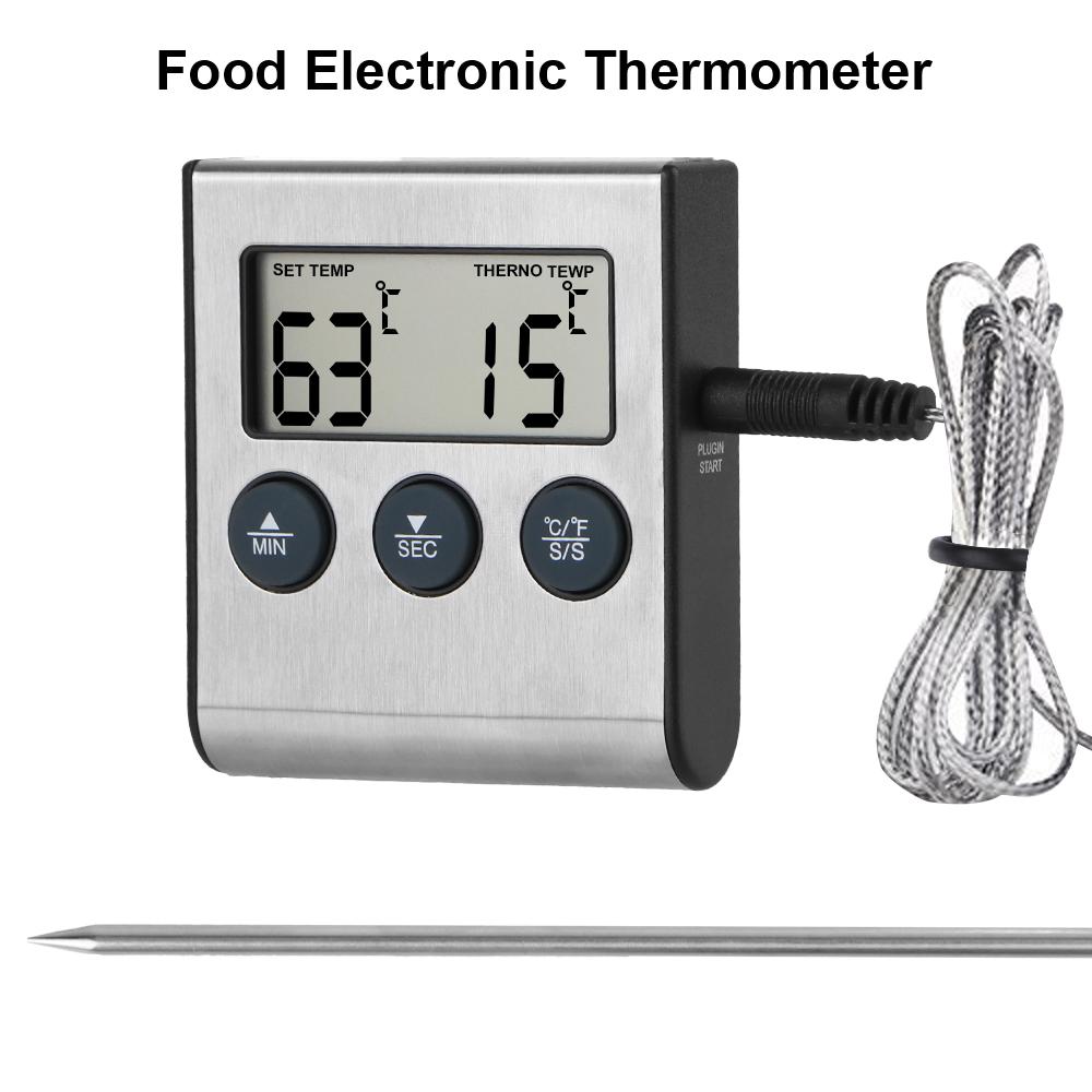 Probe Temperature Cooking Oven Meter Grill Timer Function New Stainless Steel Meat Kitchen Food Digital BBQ Thermometer