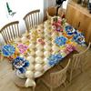 Rich Peony Tablecloth Sexy Flower Blue Rose Pattern Waterproof Thicken Rectangular And Round Table Cloth For Wedding