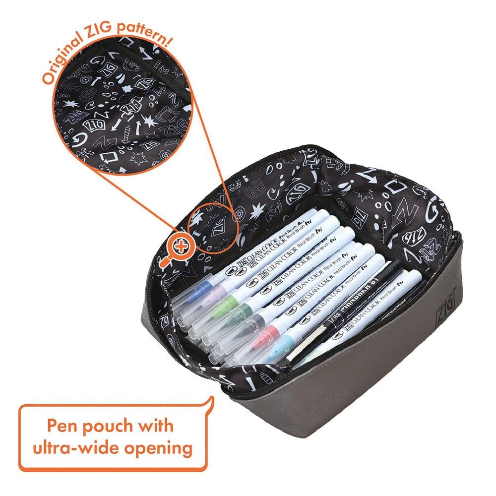 Kuretake RBCN160/22V ZIG Clean Color Real Brush and MANGAKA Pen Set with Small Pouch