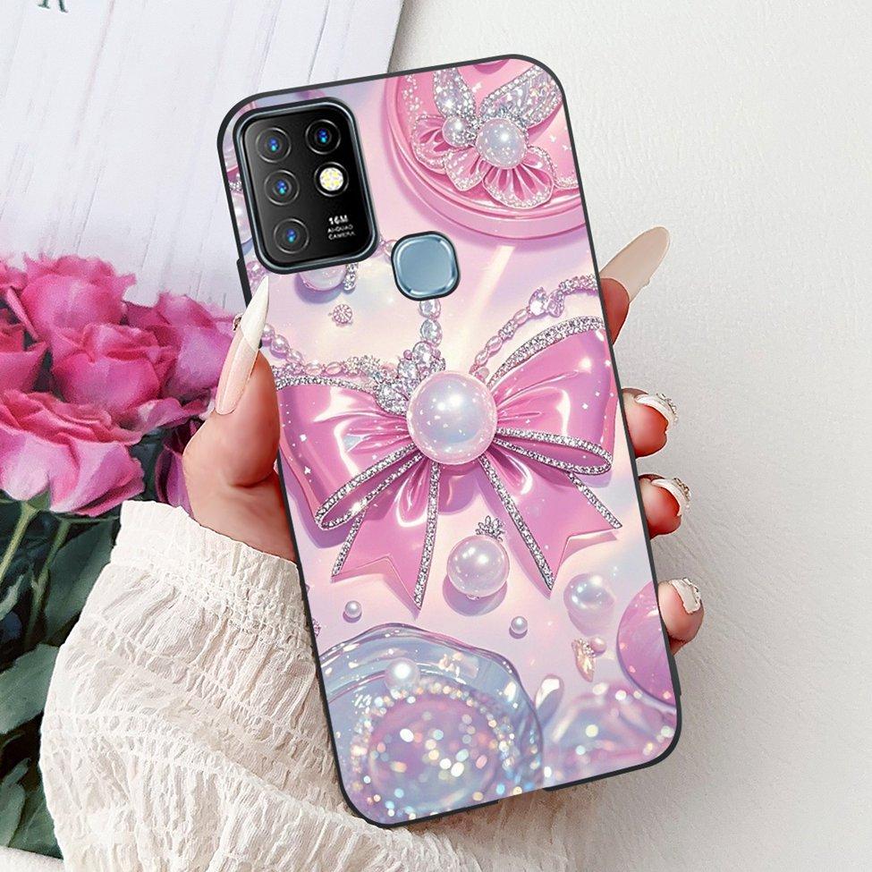 Для Infinix Hot 10 Чехол Силиконовый Милый Кот Модные Цветы Роскошная Расписная Задняя Крышка Для Чехла Телефона Inifnix Hot 10 X682B X682C