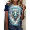Dragon Print T-shirt, Casual Crew Neck Short Sleeve Top For Spring & Summer, Women's Clothing