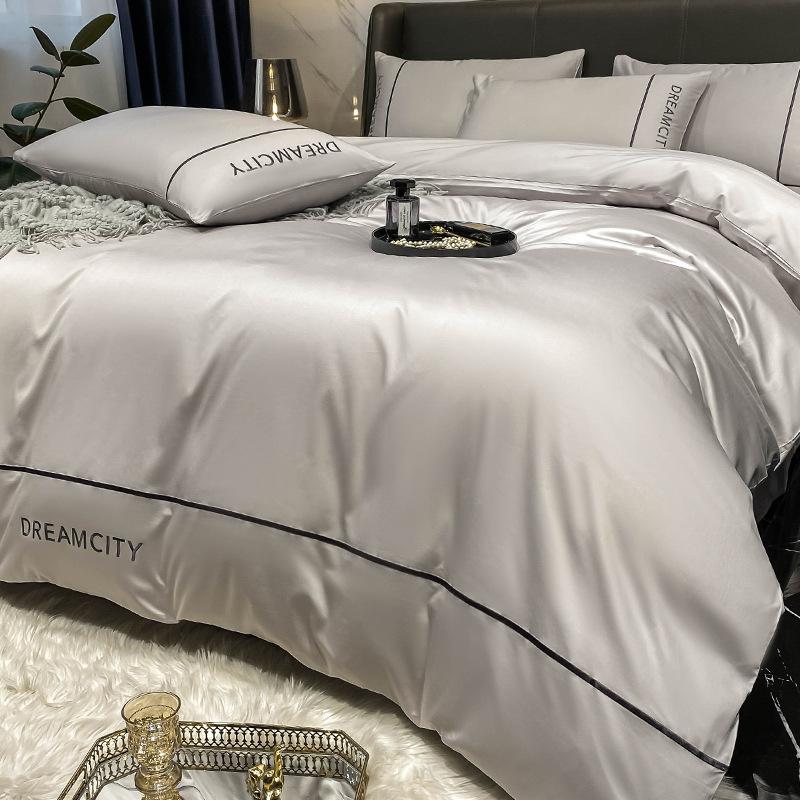 Легкий Люкс Класс А Материнский и Младенческий Хлопок Длинноволокнистый Хлопок Набор из Четырех Предметов Чистый Хлопок Вышитая Простыня Матрас Пододеяльник Постельное Белье