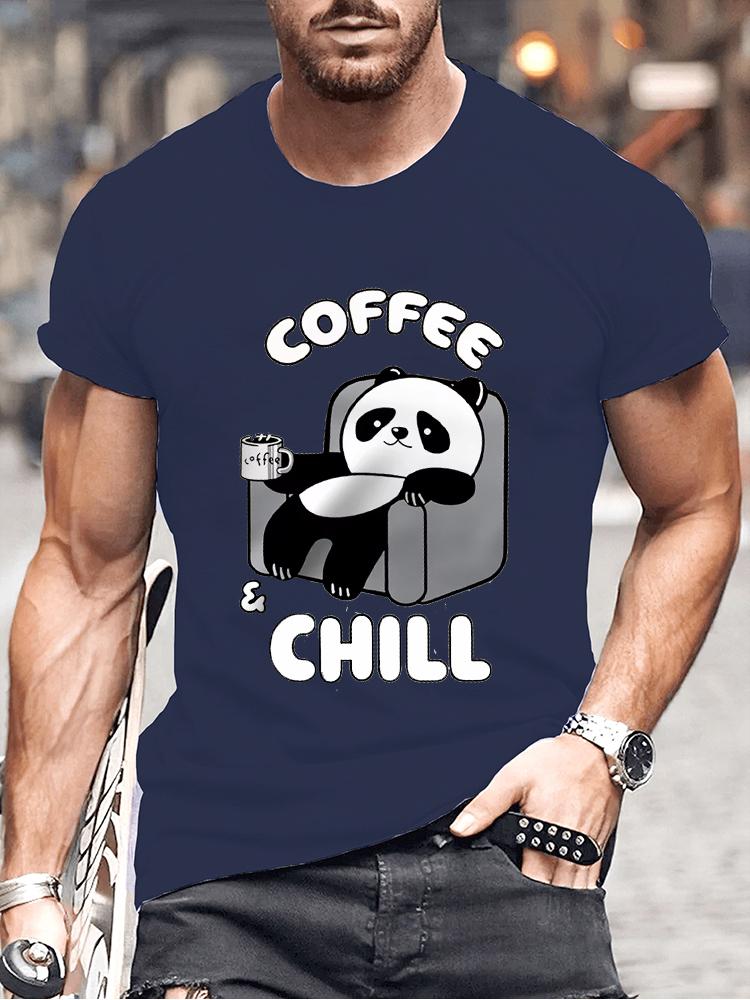 Coffee Chill Panda Enjoying Time T Shirts Men Women Short Sleeve Oversize T Shirt Loose Summer Tee Clothes Casual Fashion Tops