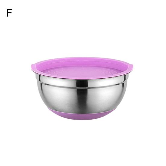 Миска для смешивания с крышкой Большая емкость Нескользящее дно Полированная поверхность Легко чистящаяся салатница Кухонный органайзер для хранения продуктов