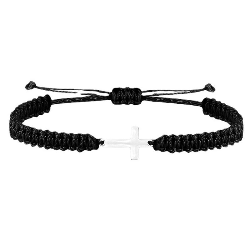 Creative Personality Stainless Steel Cross Hand-woven Adjustable Colored String Couple Versatile Bracelet