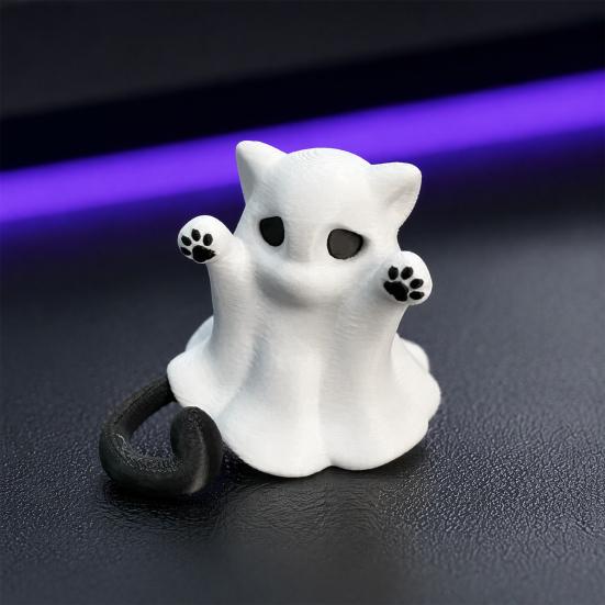 Цельнолитая статуэтка кошки, фигурка призрака, 3D-печатное декоративное украшение, статуэтка с гладкой поверхностью, мини-декор для рабочего стола, Хэллоуинский подарок для влюбленных