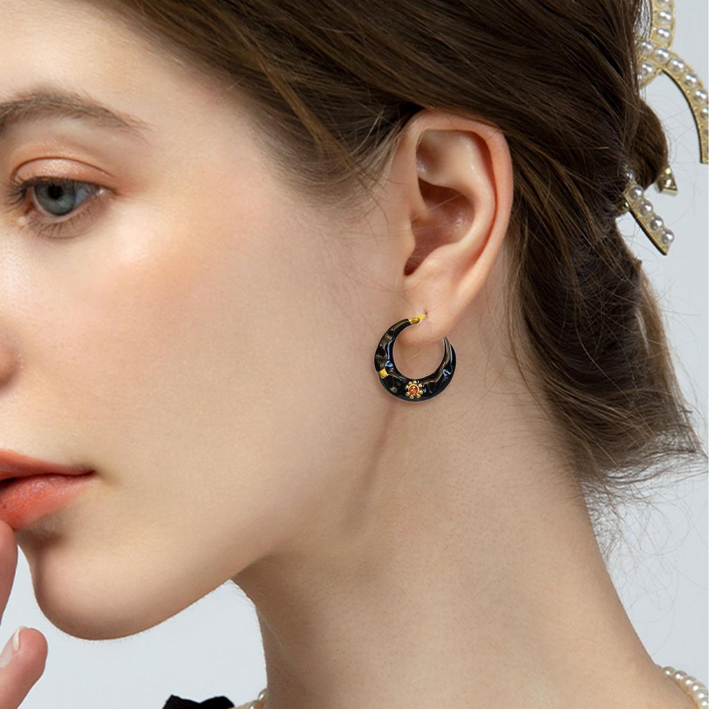 Ретро стиль эмалевые серьги-кольца легкие и удобные застежки для ушей ювелирные изделия ручной работы женские аксессуары для ушей