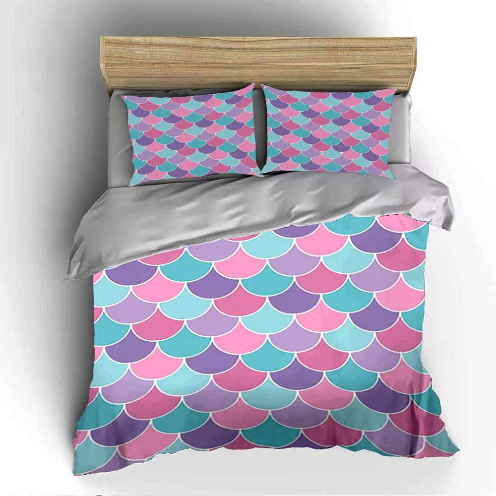 Mermaid Scale Print Bedding Set Bedding Duvet Cover Set Duvet Cover Pillowcases (1 * Duvet Cover 2 * Pillowcases, without duvet insert)