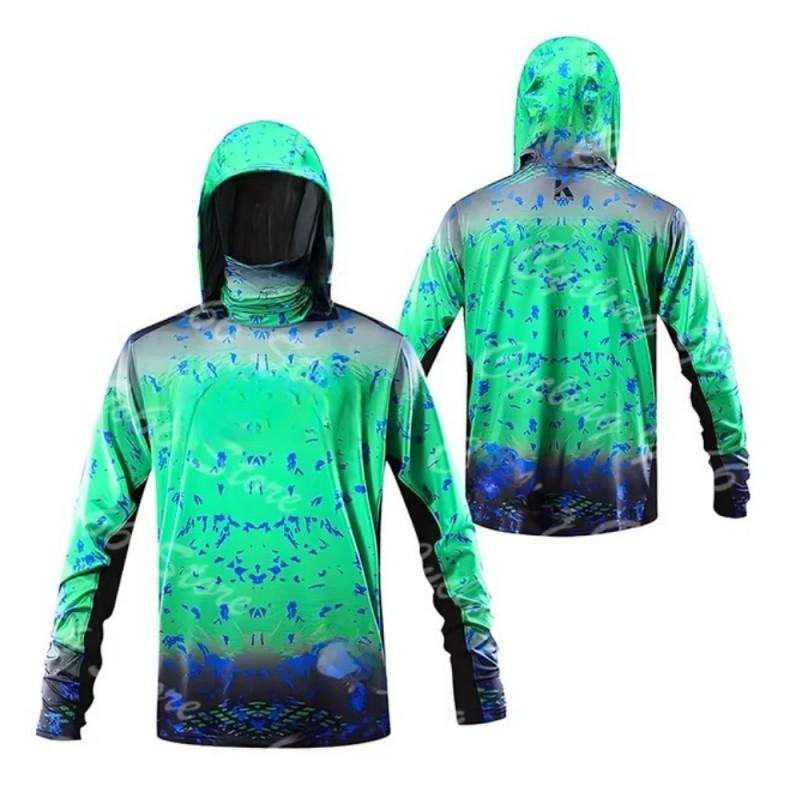 Mens Quick-Dry Breathable Fishing Shirt With UPF 50 Sun Protection Dust-Resistant Face Cover