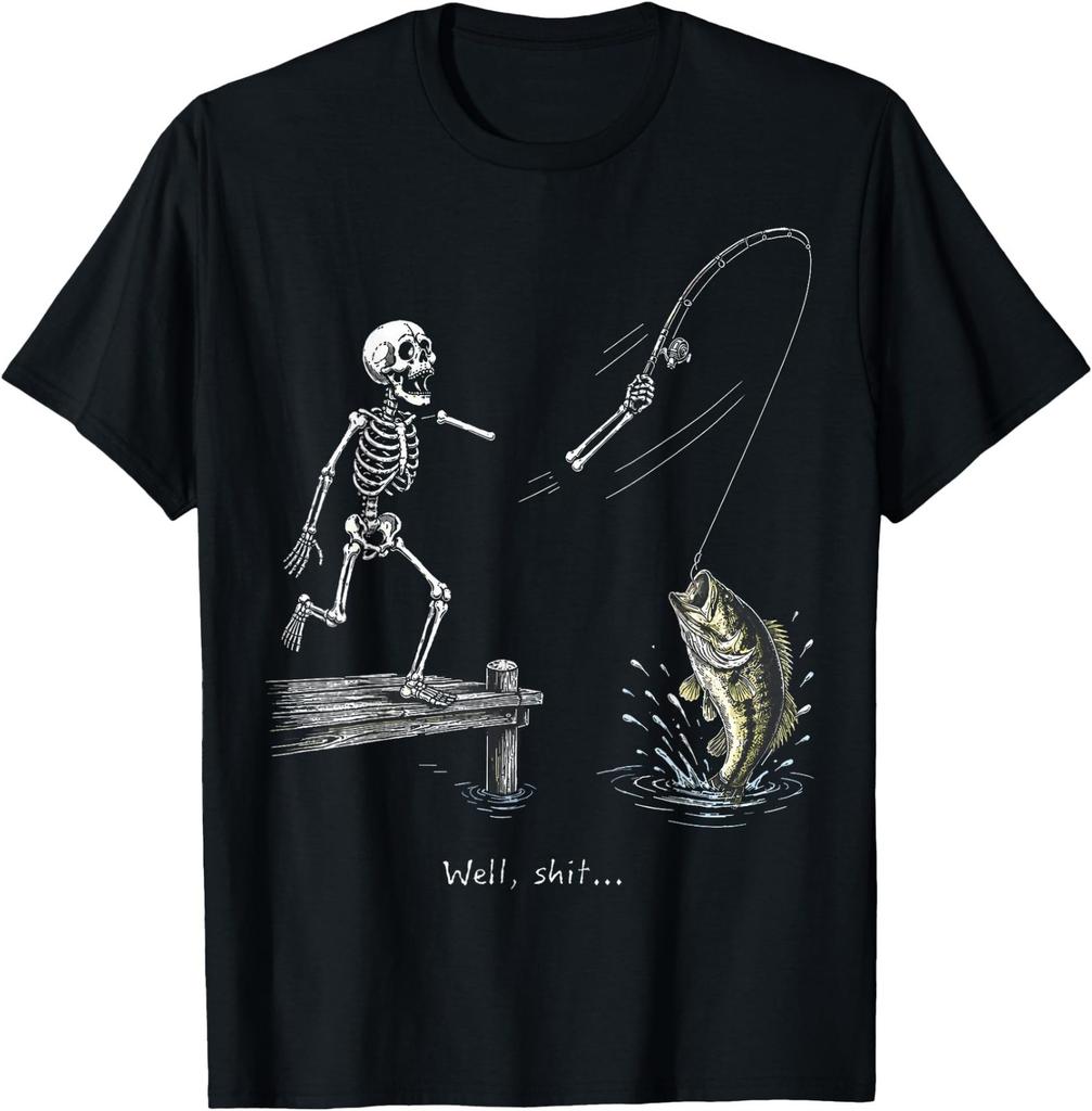 Well Skeleton Fishing Funny Fishing Lover Meme T-Shirt