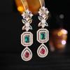 925 Silver Elegant Temperament Bling Zircon Inlaid Dangle Earrings Exaggerated Geometric Long Drop Earrings Wedding Fine Jewelry