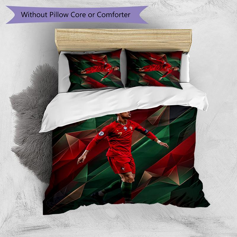 Cristiano Ronaldo Printed Bedding 3 Piece Set Cozy Breathable Bed Cover Set as Housewarming Holiday Gift
