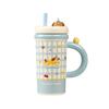 Large Capacity Summer New Straw Cup Ceramic Kettle Cup with Lid Cartoon Mug Water Cup