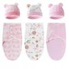 New Babies Sleeping Bags+hats Newborn Baby Swaddle Wrap 100%Cotton Baby Blanket Swaddling Wrap Sleepsack for 0-6 Months Infant