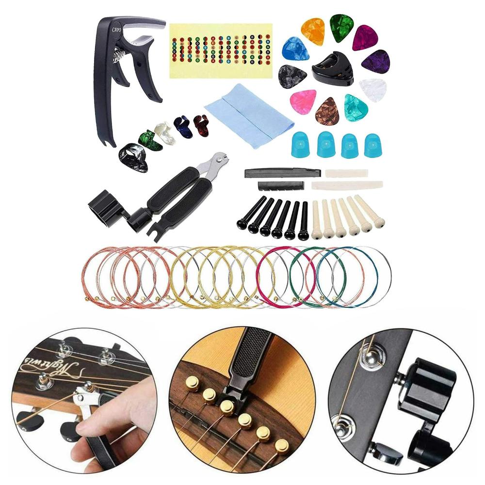 Защита пальцев Струнонамотка Инструменты для обслуживания Набор для ремонта Гитарные инструменты Комплекты Сумка-органайзер