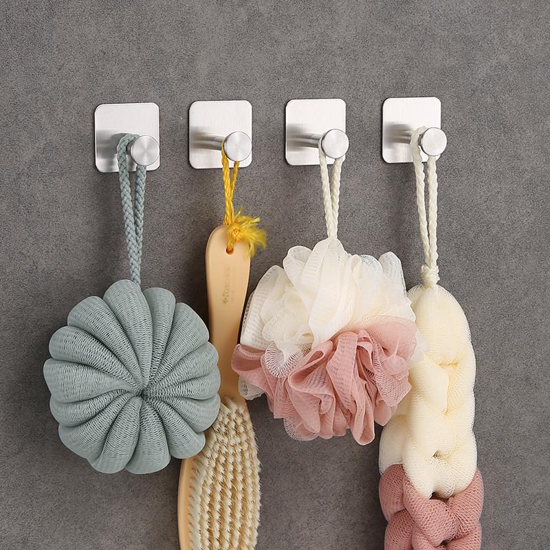 Punch-Free Wall Hooks Adhesive Towel Hanger Door Cloth Coat Holder Bathroom Kitchen Hardware Rack Bag Hook Organizer For Hanging