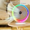 USB Charging Colorful LED Desk Fan with Gradient Ambient Light 3-Speed Wind Power 1200mAh Battery