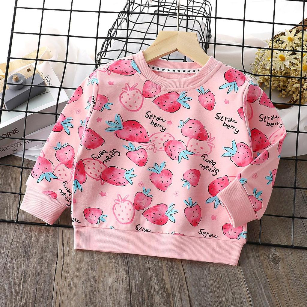 Детские осенние футболки с длинными рукавами и круглым вырезом с мультяшным принтом для унисекс