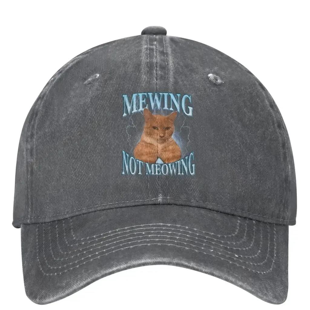Mewing Not Meowing Funny Casual Baseball Cap Cat Meme Running Hippie Trucker Hat Sun Visor Men Adult Streetwear Baseball Caps