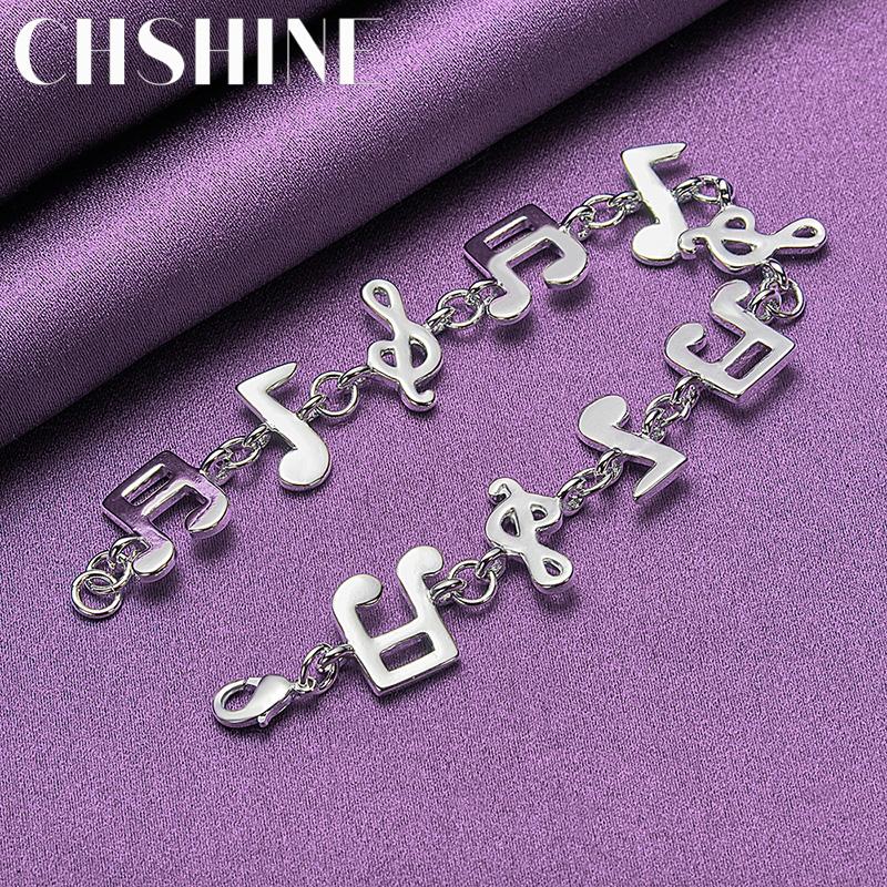 CHSHINE 925 стерлингового серебра музыкальная нота браслет цепь для женщин модные ювелирные изделия с подвесками