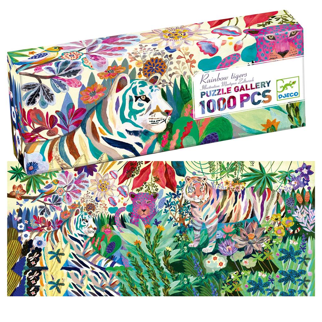 DJECO Gallery Puzzle Rainbow Tiger Jigsaw Puzzle, 1000 Pieces, for Kids Ages 9 and Up, Elementary School Students, Educational Toy, Stylish, Nordic