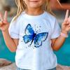 Cotton 100% New 2D Butterfly Print Kids Girls T Shirt Summer Kids Clothes Short Sleeve Children Top Fashion T-Shirts Crew Neck Child T-Shirt