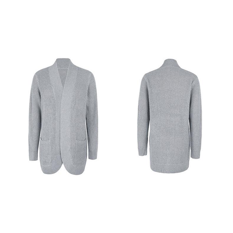 Loose Autumn Long Vintage Winter Sleeve Top Solid Color Cardigan Knitwear Vneck Sweater