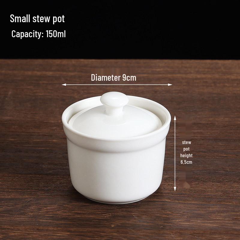 Ceramic Double Boiler Stew Pot with Lid for Soup, Bird's Nest, and Steamed Eggs