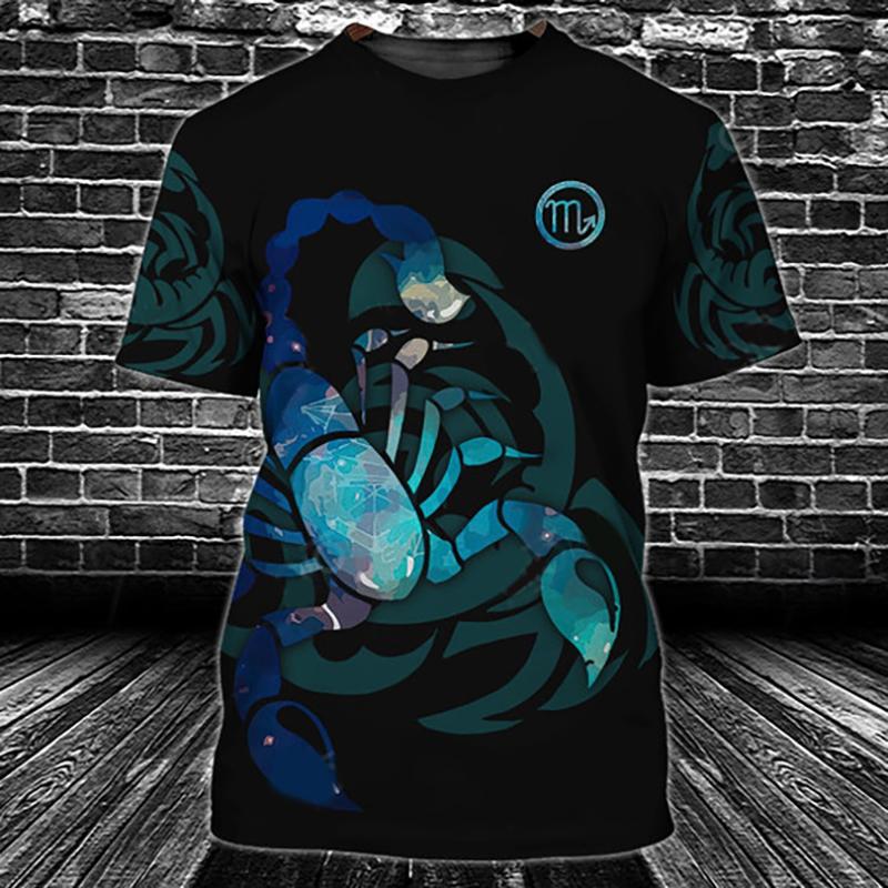 Мужская футболка с изображением животных, футболки с 3D принтом Скорпиона, забавные футболки, модная повседневная мужская уличная одежда, мужская одежда больших размеров